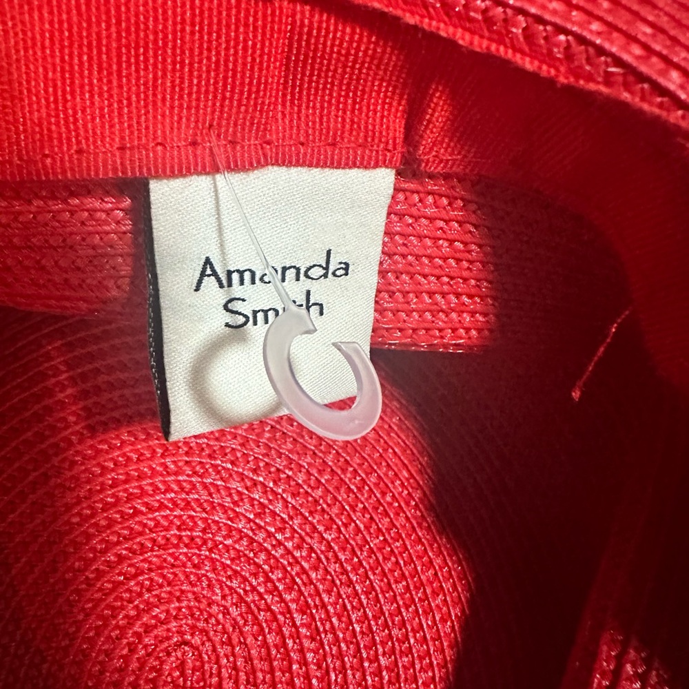 Amanda Smith Big Bow Vibrant Red Woven Hat - Picture 4 of 6